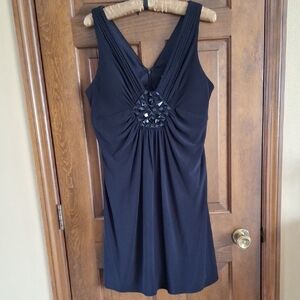 Vintage Black Sleeveless Cocktail Dress with Beaded Center